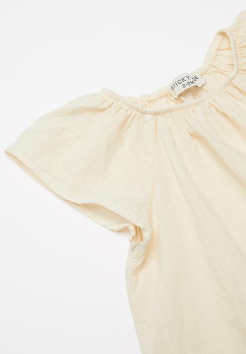 Sticky Fudge - Angora cap sleeve blouse - beige
