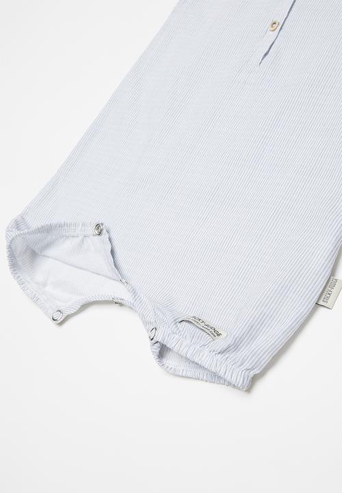 Sticky Fudge - Fine stripe sleeveless romper - blue & white 