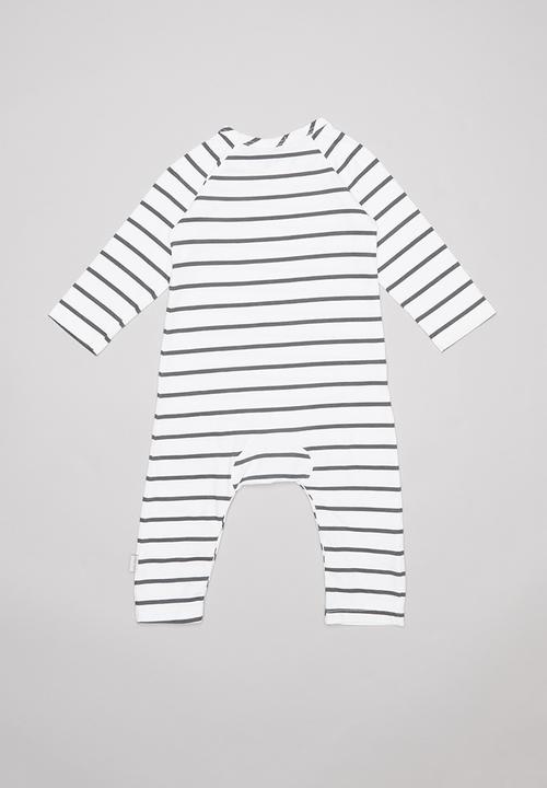 Sticky Fudge - Stripe long sleeve babygrow - black & white