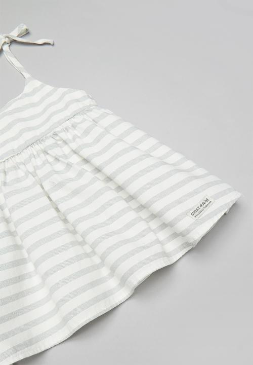 Sticky Fudge - Stripe summer dress - grey & white