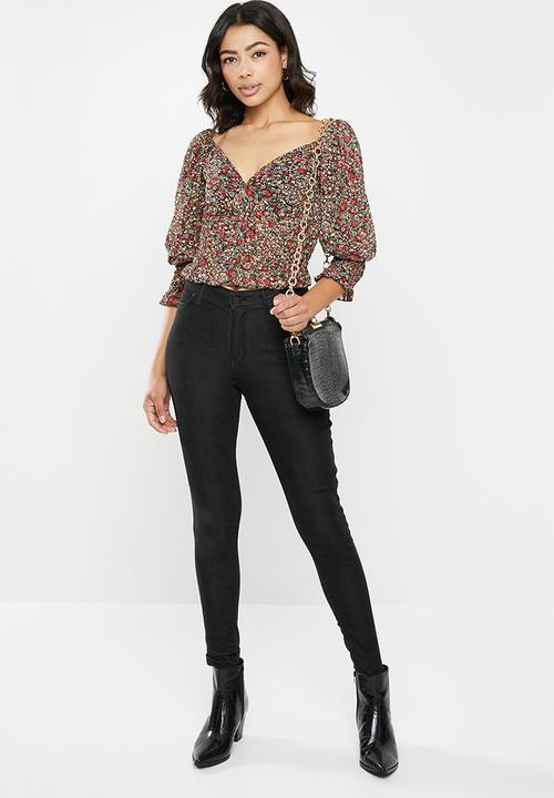 Missguided - Floral milkmaid shirred top - multi