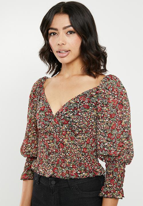 Missguided - Floral milkmaid shirred top - multi