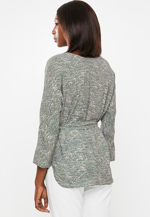 edit - 3/4 Sleeve tunic - green & pink