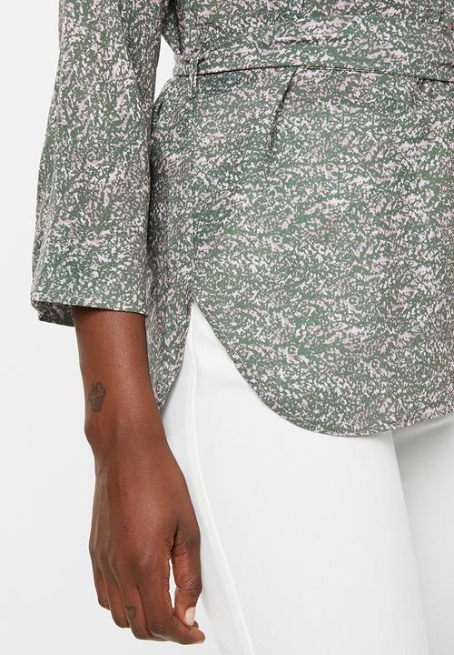 edit - 3/4 Sleeve tunic - green & pink