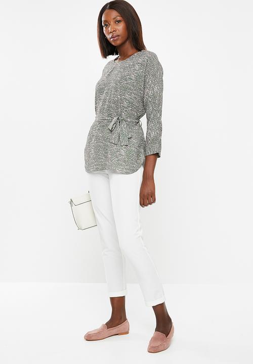 edit - 3/4 Sleeve tunic - green & pink