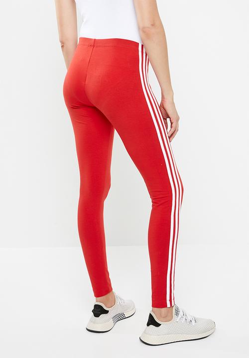 adidas Originals - Adicolour 3 stripe leggings - red