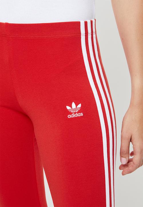 adidas Originals - Adicolour 3 stripe leggings - red