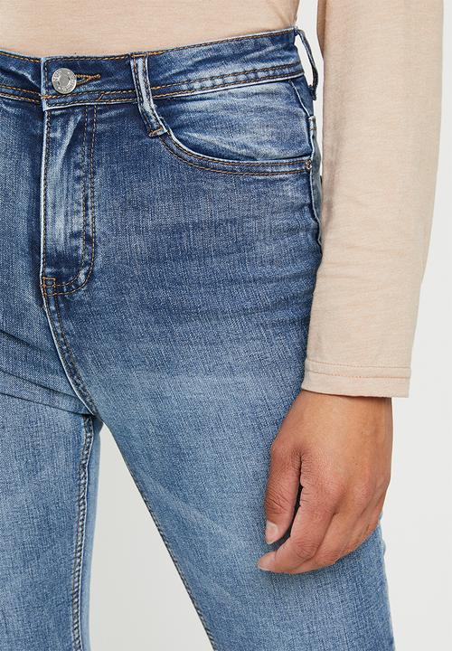 Missguided - Sinner highwaisted distress open knee - blue