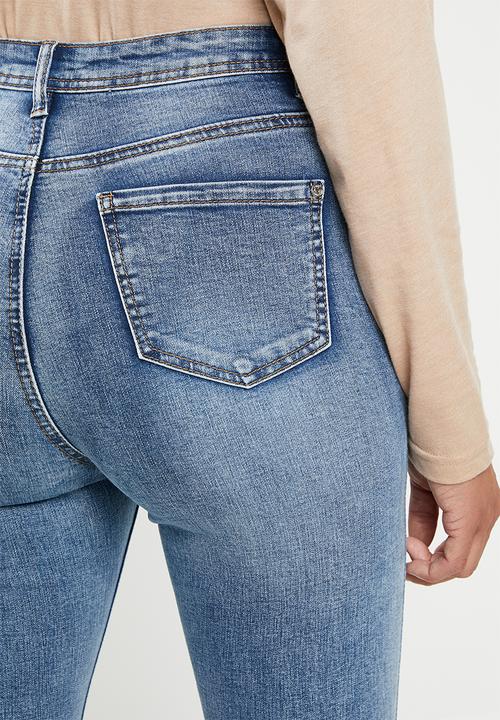 Missguided - Sinner highwaisted distress open knee - blue