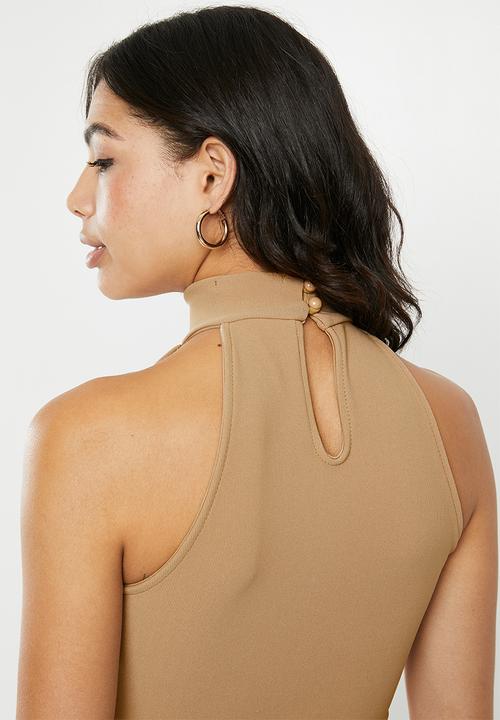 Missguided - Fine rib halterneck crop - neutral