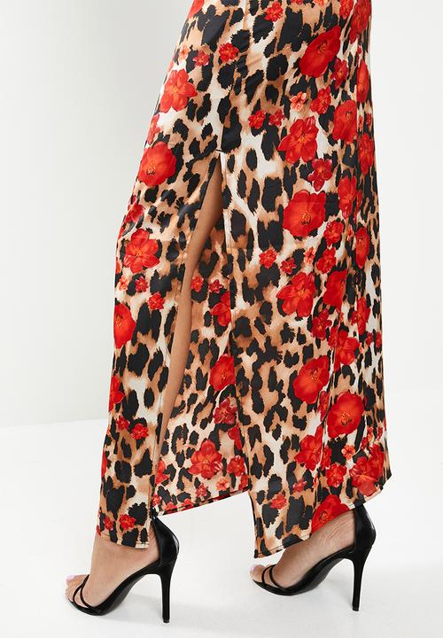 Missguided - Leopard print cowl cami midi dress - multi 
