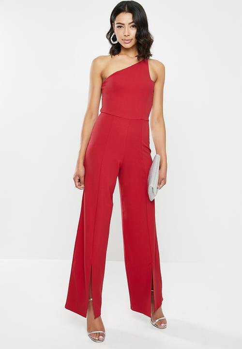 Missguided - Cut out detail slit front trouser jumpsuit - red