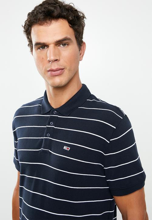 Tommy Hilfiger - Tjm essential fine stripe polo - navy & white