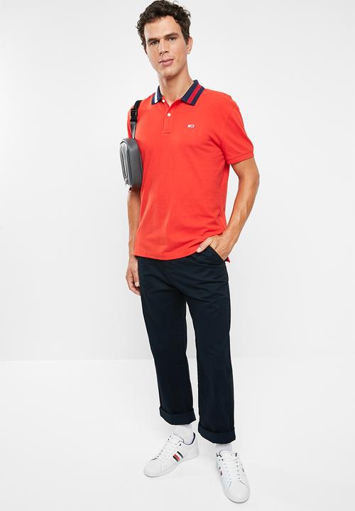 Tommy Hilfiger - Tjm flag neck polo - red