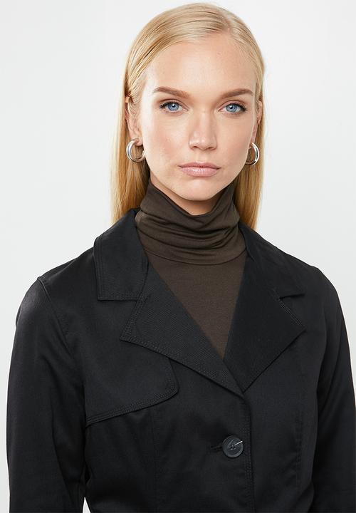 ONLY - Finesse short trench coat - black