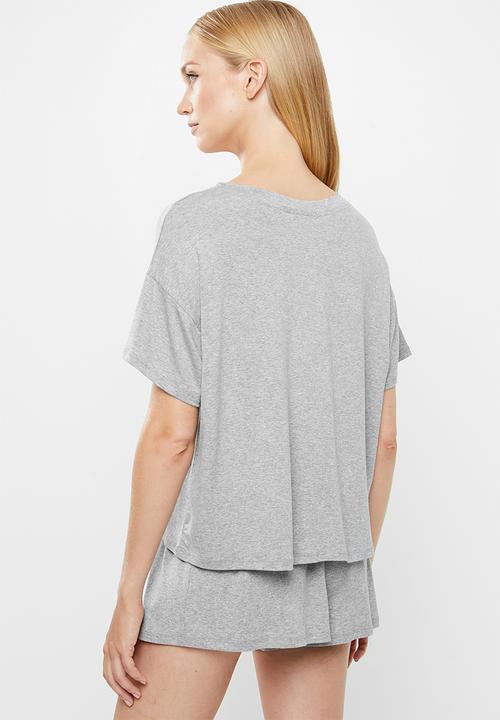 Superbalist - Sleep tee & shorts set - grey