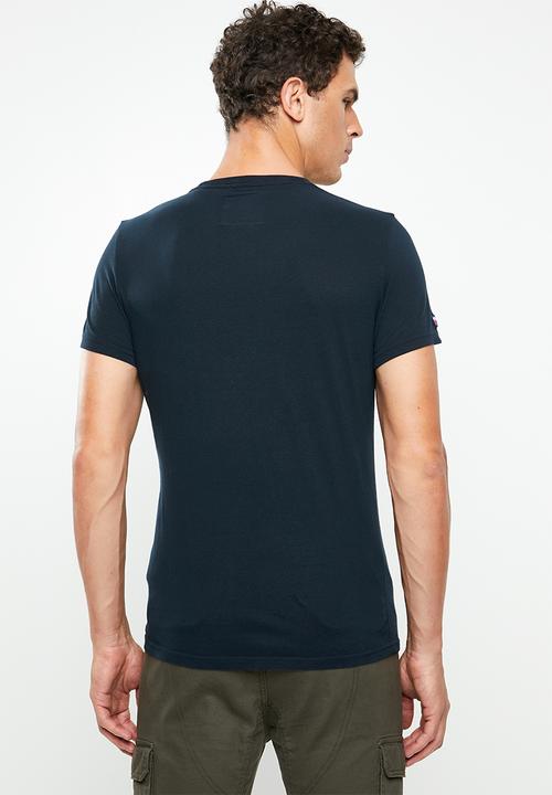 Superdry. - Vintage logo neon lite tee - navy & green