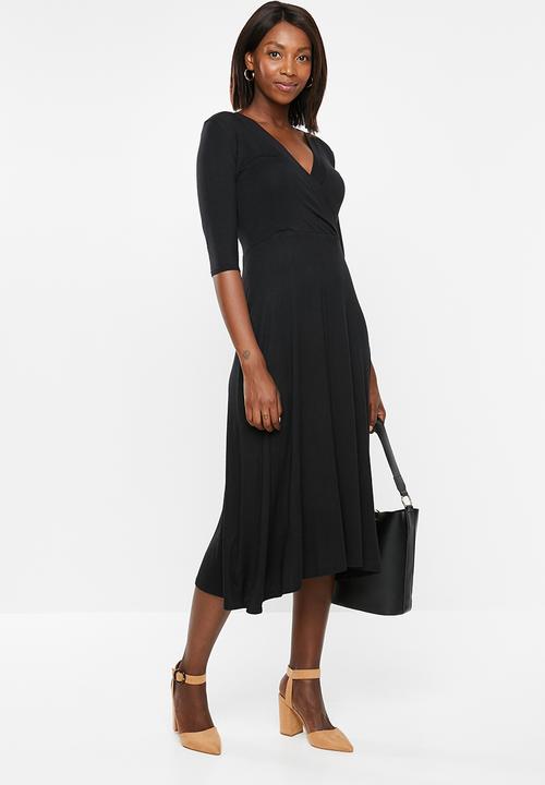 edit - Mock wrap dress - black