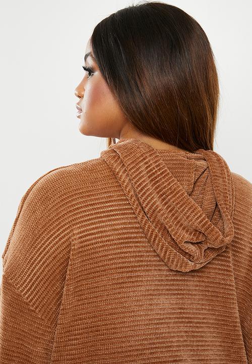edit Plus - Knitted hoodie top - brown
