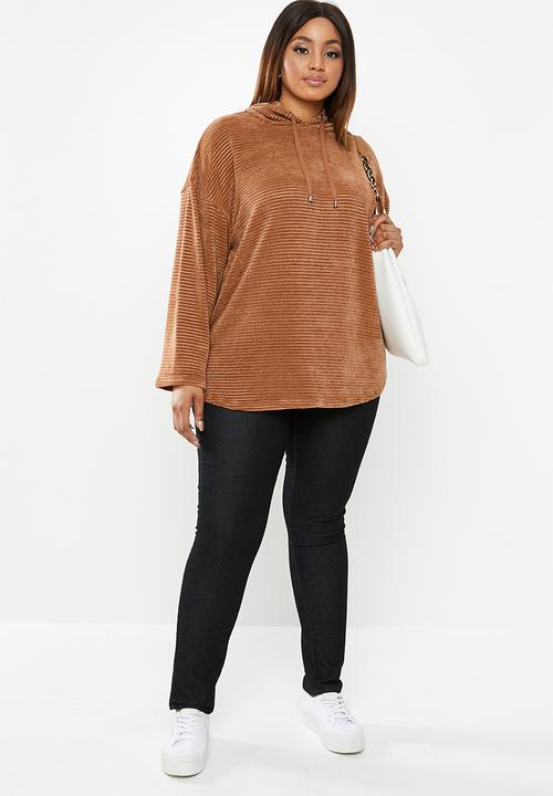 edit Plus - Knitted hoodie top - brown