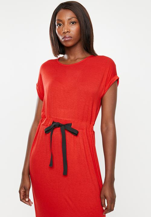 edit - Knot front column dress - red
