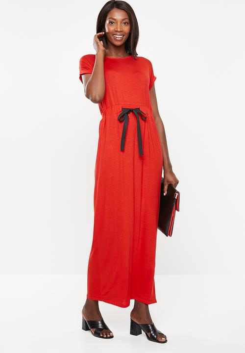 edit - Knot front column dress - red