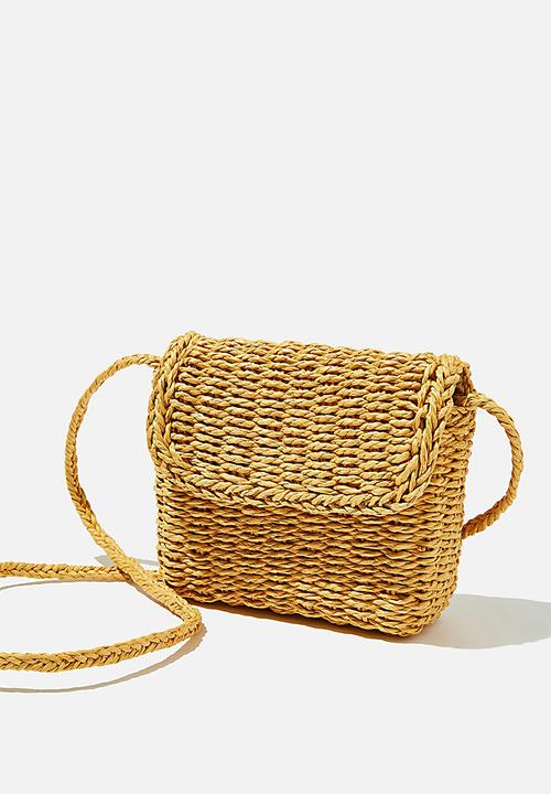 Rubi - Boxy woven cross body bag - yellow