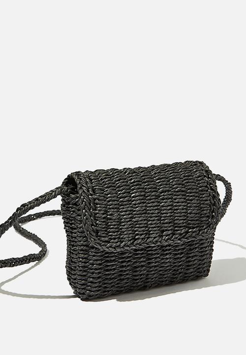 Rubi - Boxy woven cross body bag - black
