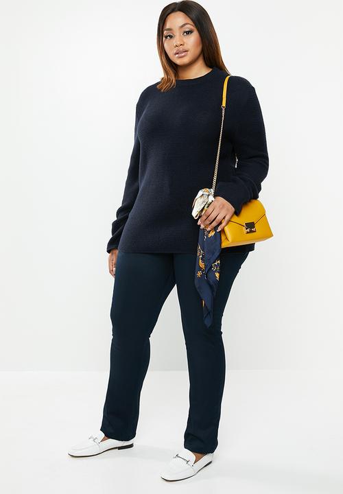 edit Plus - Zip back chunky knit - navy