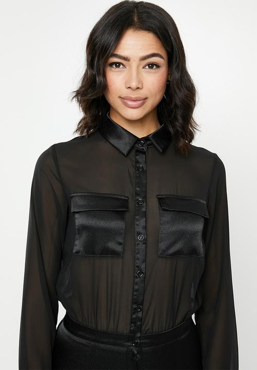 Missguided - Satin chiffon panelled jumpsuit - black