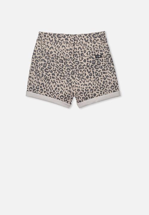 Free by Cotton On - High waist denim short - beige & black 