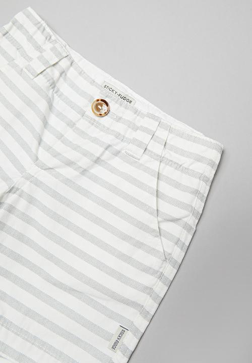 Sticky Fudge - Stripe tailored shorts - grey & white 
