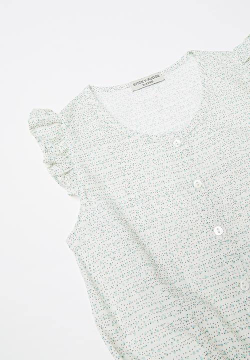 Sticky Fudge - Walk in the park frill playsuit - white