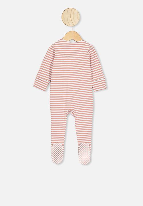 Cotton On - The long sleeve zip romper - white & clay 