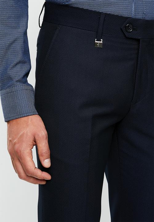 POLO - Mens jc birdseye custom fit formal trouser - navy