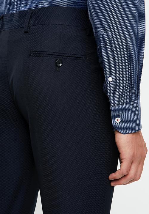 POLO - Mens jc birdseye custom fit formal trouser - navy
