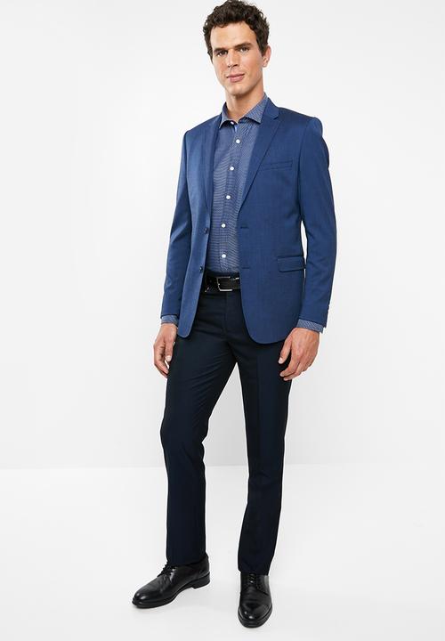 POLO - Mens jc birdseye custom fit formal trouser - navy