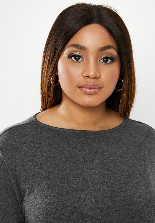 edit Plus - Mock wrap top - charcoal