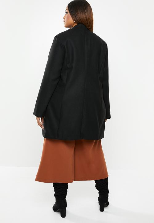edit Plus - Notch neck coat - black 
