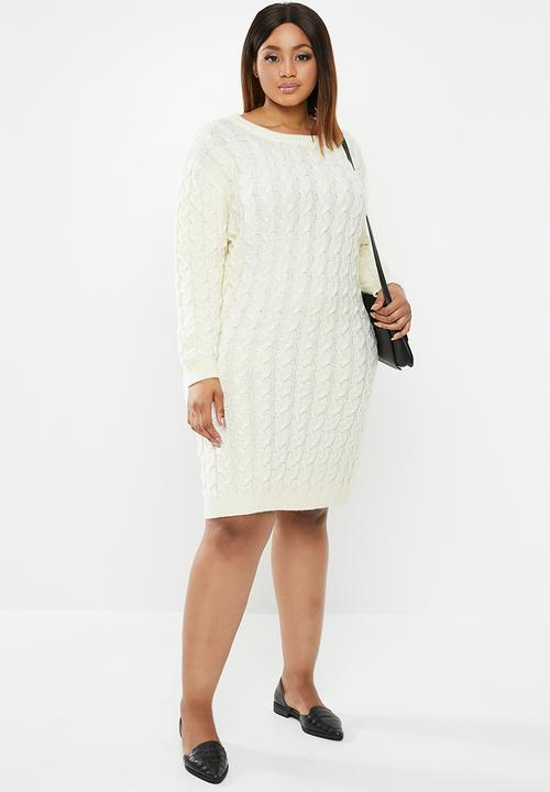 edit Plus - Cable knit tunic - cream 