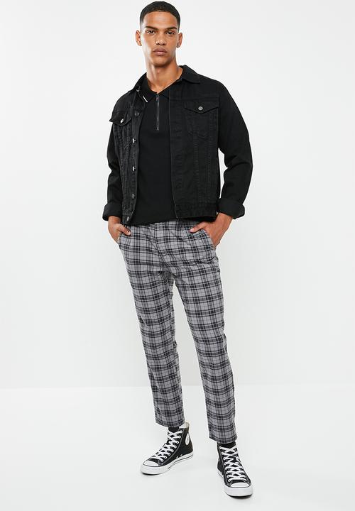 Factorie - Slim fit tapered leg pant - grey & black