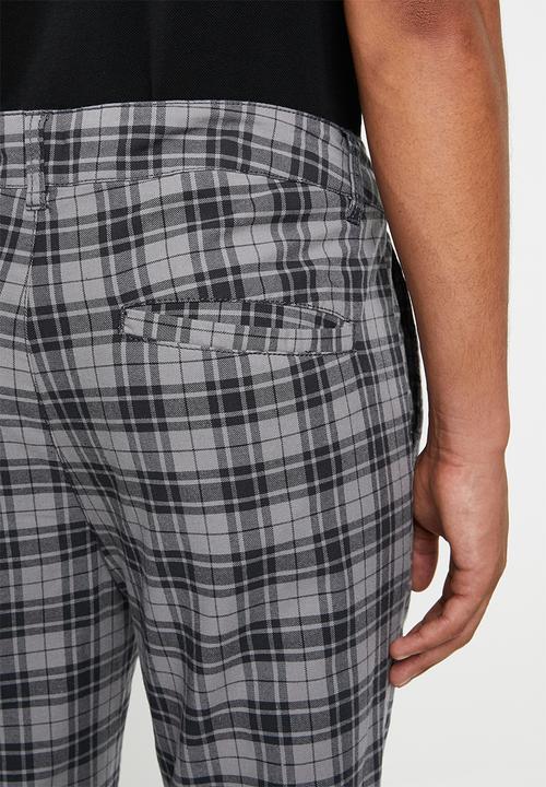 Factorie - Slim fit tapered leg pant - grey & black