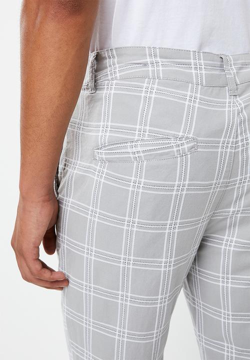 Factorie - Slim fit tapered leg pant - grey & white
