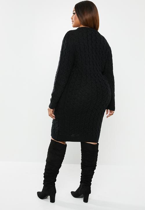 edit Plus - Cable knit tunic - black