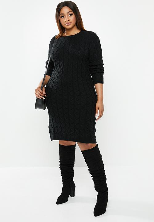 edit Plus - Cable knit tunic - black