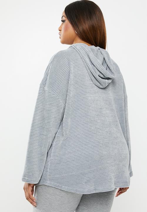 edit Plus - Knitted hoody top - grey