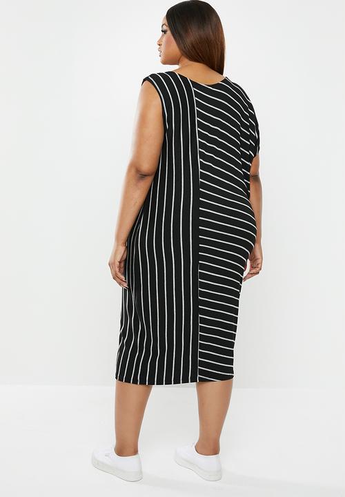 edit Plus - Asymmetrical styled dress - black & grey