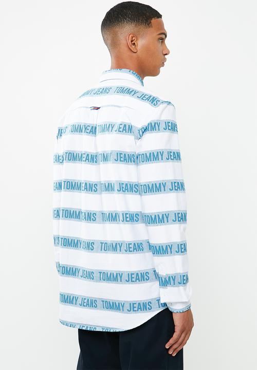 Tommy Hilfiger - Tjm branded stripe shirt - white & blue