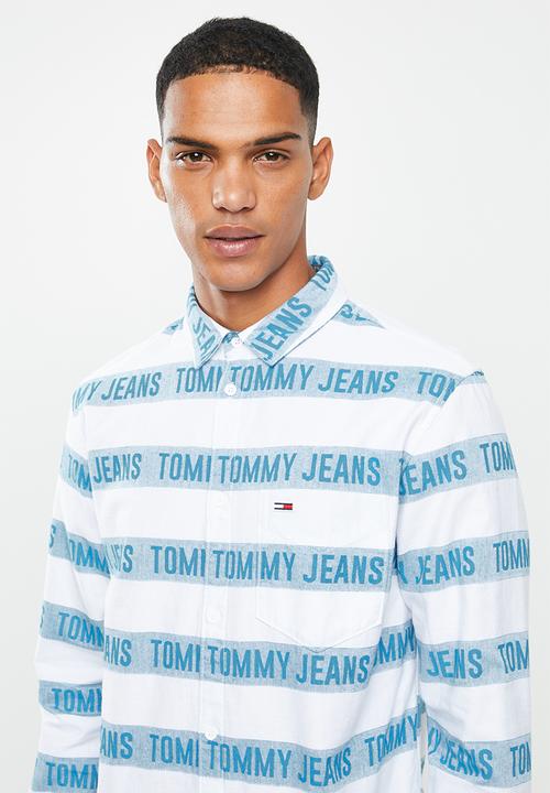 Tommy Hilfiger - Tjm branded stripe shirt - white & blue