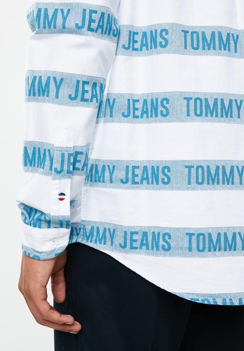 Tommy Hilfiger - Tjm branded stripe shirt - white & blue